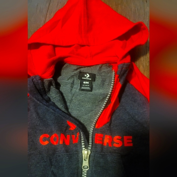 Baby Converse Hoodie Romper - Navy/Red - Size 6M - Picture 2 of 4